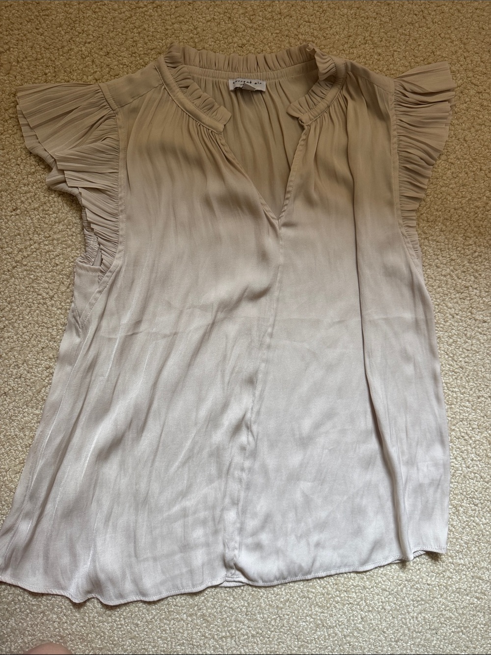 Current Air Light Beige Ruffle Sleeve Blouse